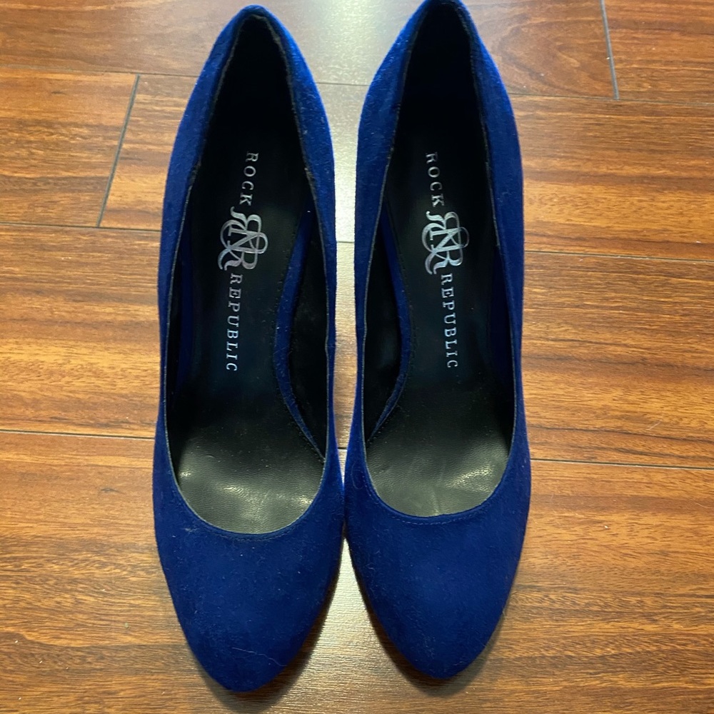 Blue suede high heels